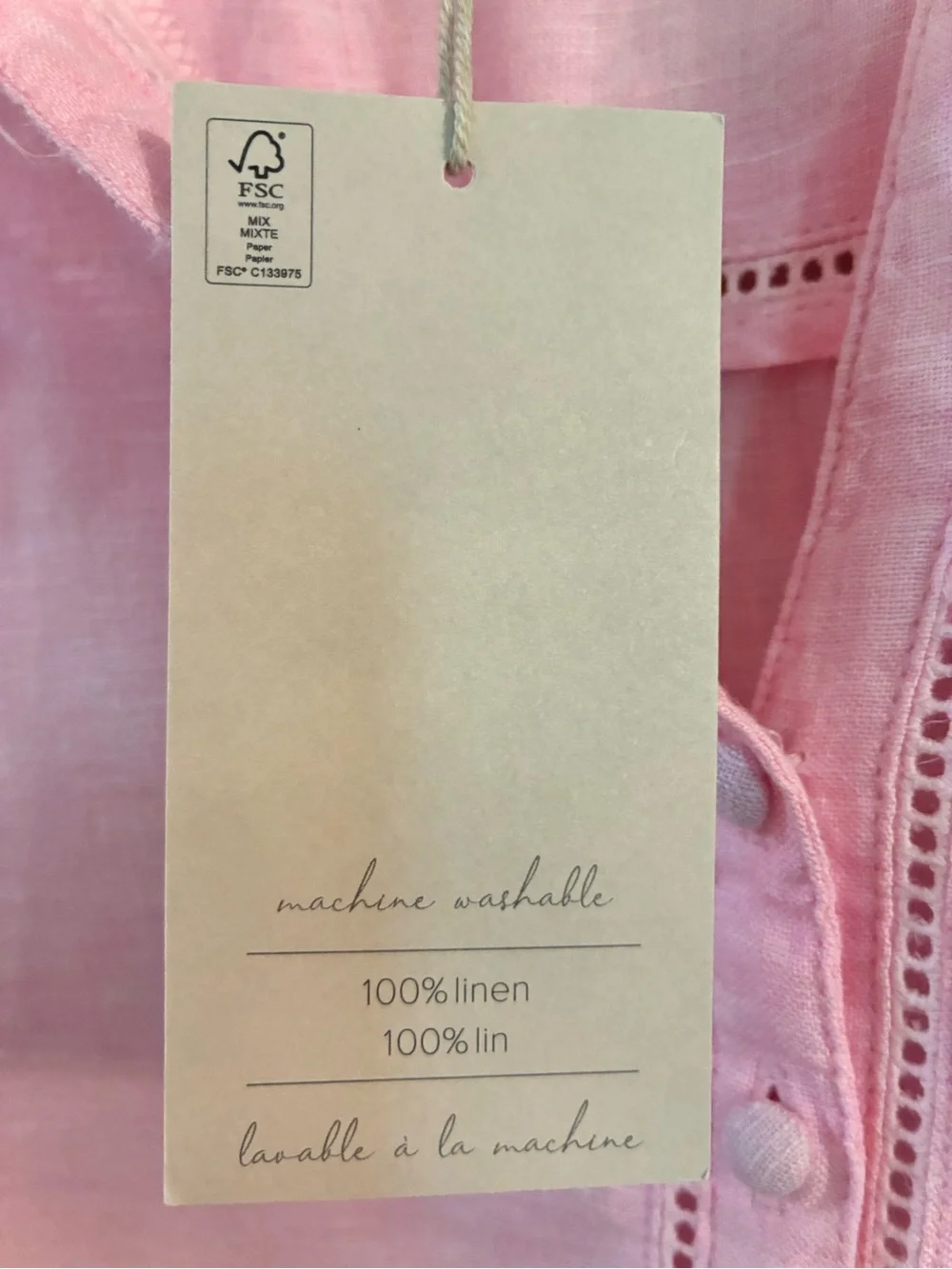 Joie Linen Pale Pink Sleeveless Button-Front Eyelet Top - NWT - Picture 5 of 10